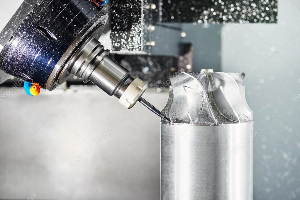 Cnc metal working machining center with cutter tool Stock Photo by