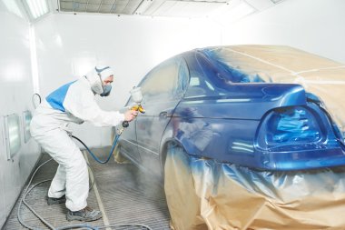 worker painting auto car body clipart