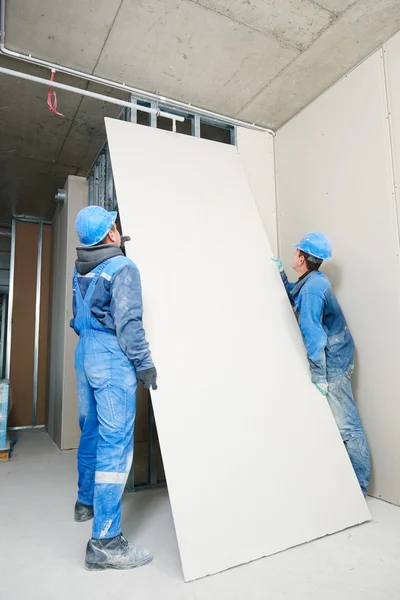 Gypsum plaster board walling installation — Stock Photo, Image