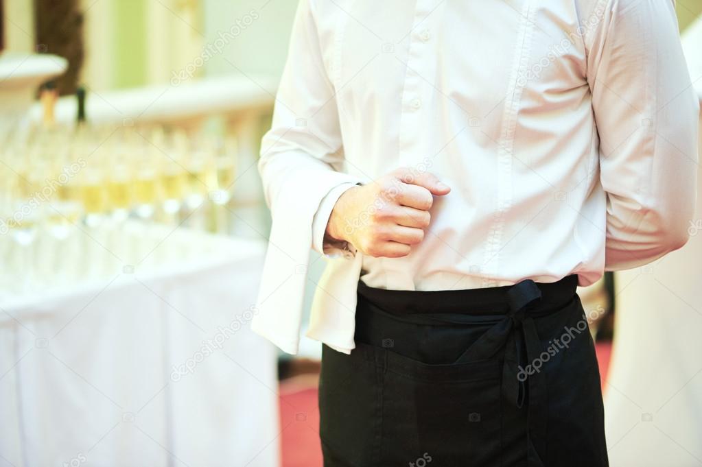 Waiter ready to service at party