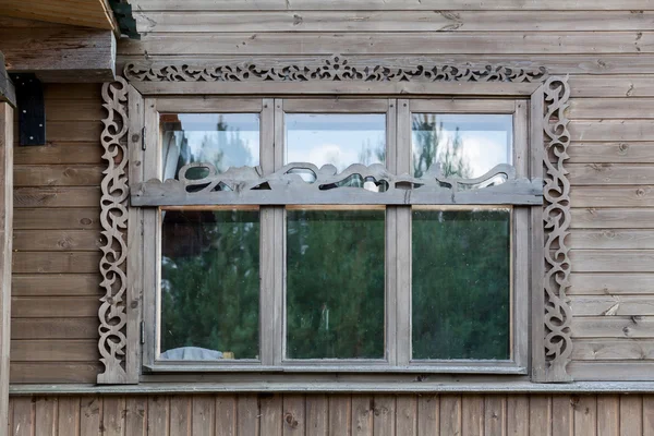 Front View Large Wide Wooden Window House — Stock Photo, Image