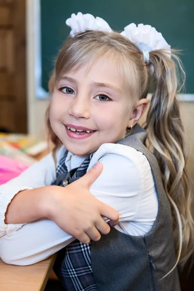 Smiling First Grade Schoolgirl Portrait — Photo