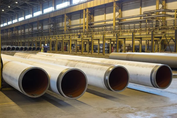 Gas Supply Pipes Large Diameter Stacked Workshop — Stock Photo, Image