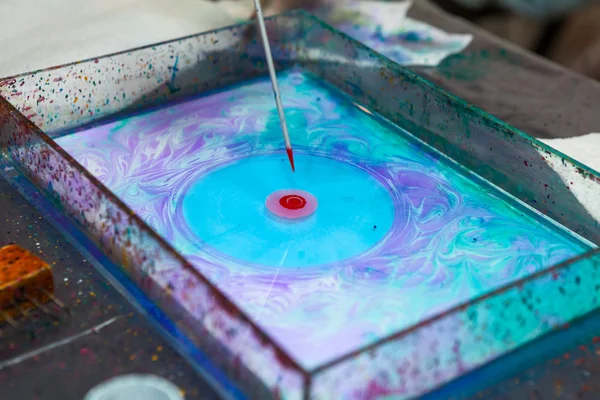 Making Circle Water Surface Stick Color Inks — Stock Photo, Image