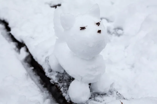 White Dog Making Snow Winter — Stock Photo, Image