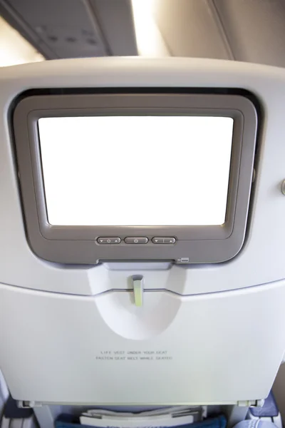 Lcd Monitor Passagiersstoel Geïsoleerd Witte Achtergrond — Stockfoto