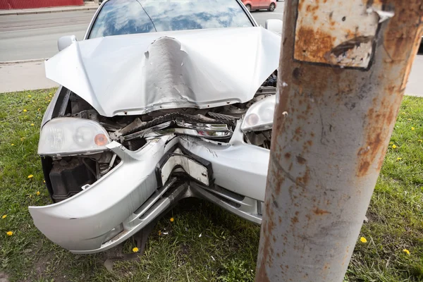 Fracture Pare Chocs Capot Voiture Par Suite Une Collision Avec — Photo