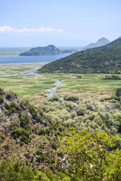 Der Montenegrinische Abschnitt Des Skadar Sees Fluss Rijeka Crnojevica Und — Stockfoto