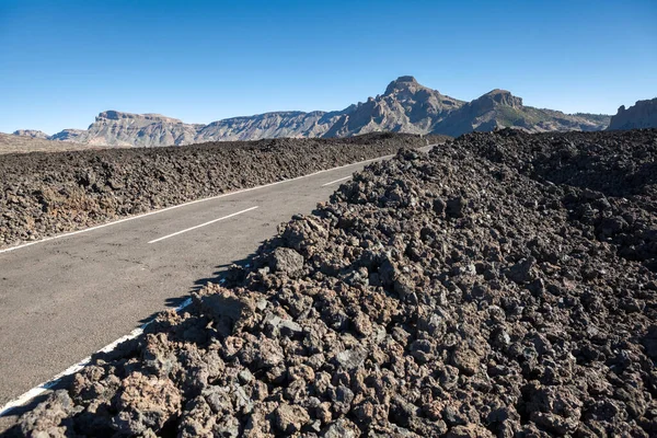 Straight Line Road Route Connecting Teide Volcano Vilaflor Village Tenerife — Stock Photo, Image