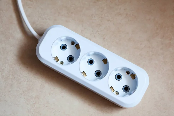 Visão Superior Tira Energia Elétrica Vazia Multi Plug Com Para — Fotografia de Stock