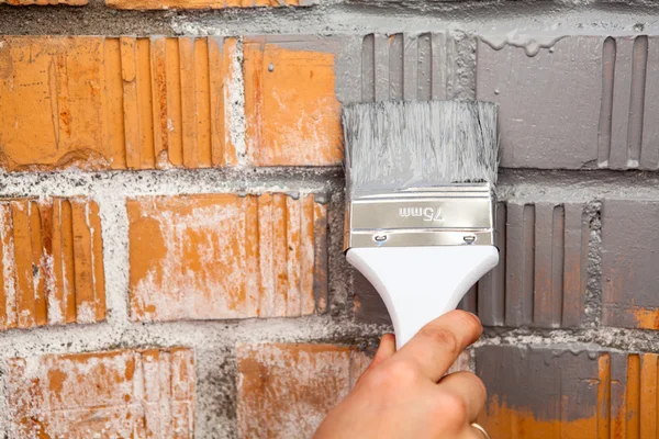 Hand with paint brush — Stock Photo, Image