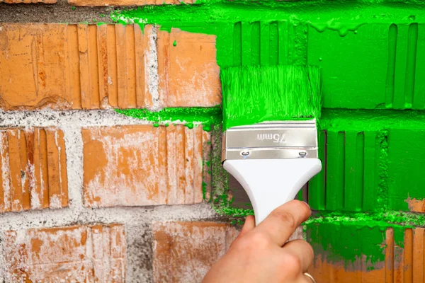 Hand with paint brush — Stock Photo, Image