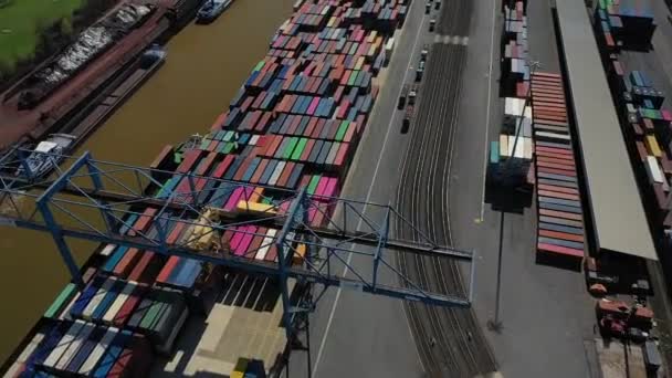 Duisburg Germany Mar 2021 View Logport Containers Terminal Bird Eye — Stock Video