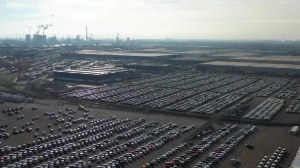 Duisburg Tyskland Dec 2021 Utsikt Över Logport Och Bilterminal Fågelögon — Stockvideo