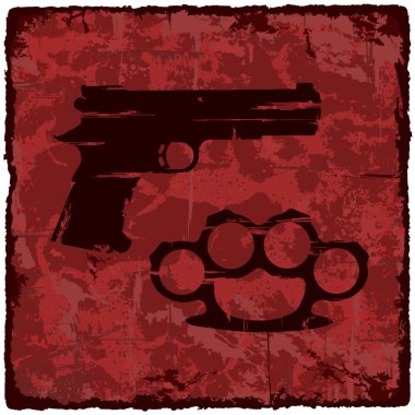 Grunge doku antika arka plan silahla. Vektör çizim