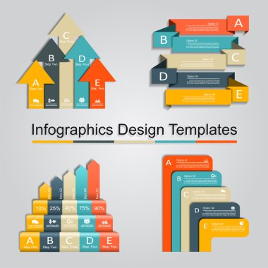 İnfographics tasarım şablonu ile 5 seçenekleri ayarlayın. Vektör çizim.