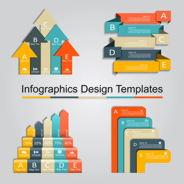 İnfographics tasarım şablonu ile 5 seçenekleri ayarlayın. Vektör çizim.