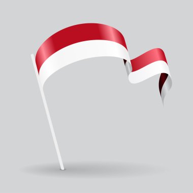 Endonezya dalgalı bayrak. Vektör çizim.
