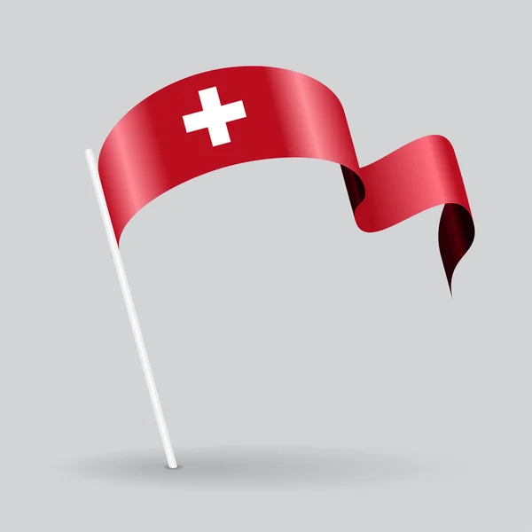 Bandera ondulada suiza. Ilustración vectorial . — Vector de stock