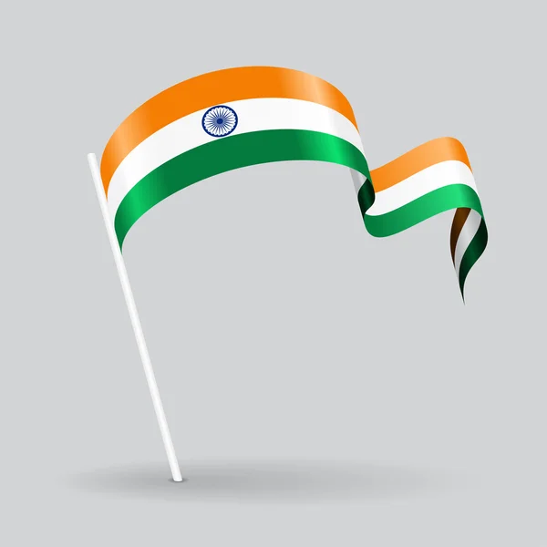 Bandera india ondulada. Ilustración vectorial . — Vector de stock