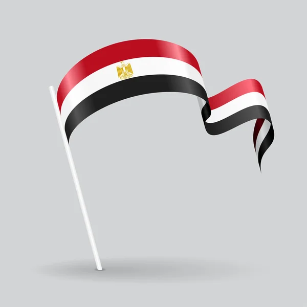 Bandiera egiziana sventolata. Illustrazione vettoriale . — Vettoriale Stock