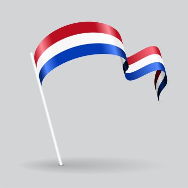 Hollanda dalgalı bayrağı. Vektör çizim.