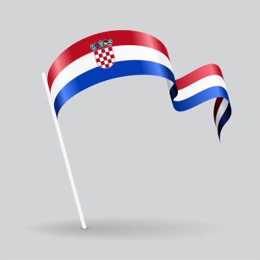 Hırvat dalgalı bayrak. Vektör çizim.