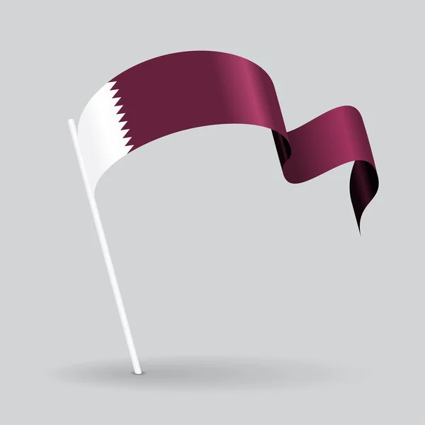 Drapeau ondulé qatari. Illustration vectorielle . — Image vectorielle