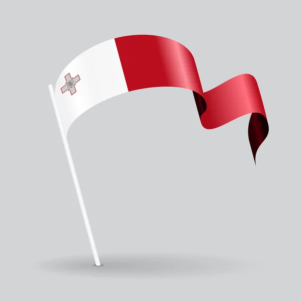 Κυματιστή σημαία της Μάλτας. Εικονογράφηση διάνυσμα. — Διανυσματικό Αρχείο