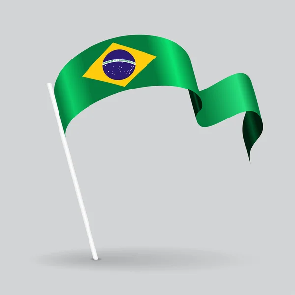 Brasilianska vågiga flagga. Vektor illustration. — Stock vektor