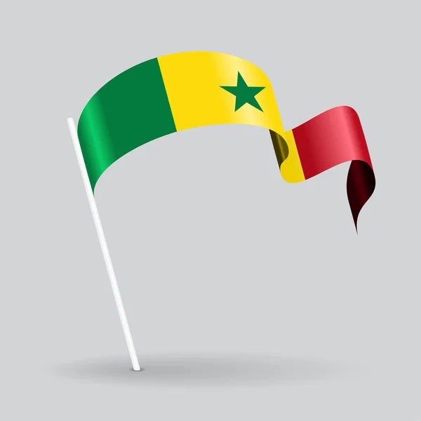 Bandeira ondulada senegalesa. Ilustração vetorial . — Vetor de Stock