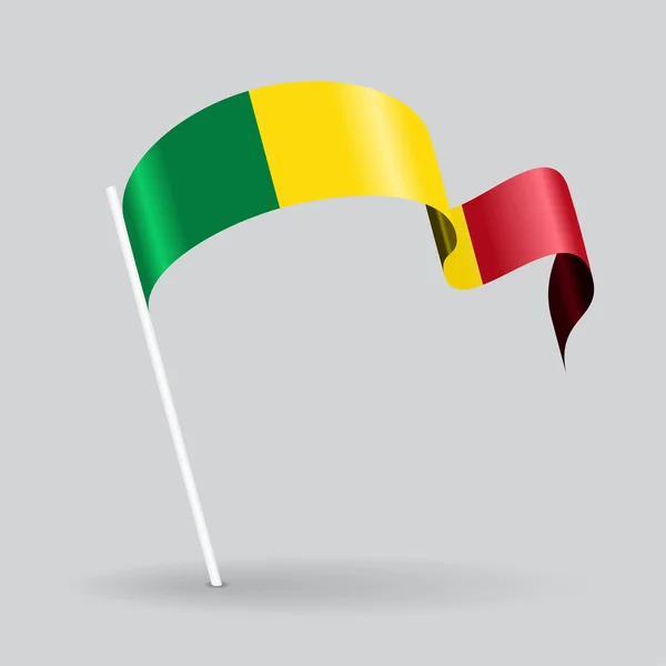 Bandeira ondulada do Mali. Ilustração vetorial . — Vetor de Stock