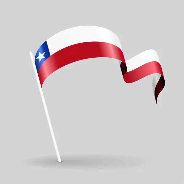 Şili dalgalı bayrak. Vektör çizim. — Stok Vektör