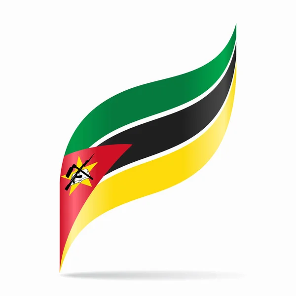 Bandeira Moçambique Layout Abstrato Ondulado Fundo Ilustração Vetorial — Vetor de Stock