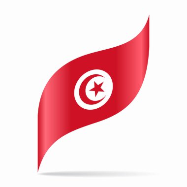 Tunus bayrağı dalgalı soyut arka plan düzeni. Vektör illüstrasyonu.