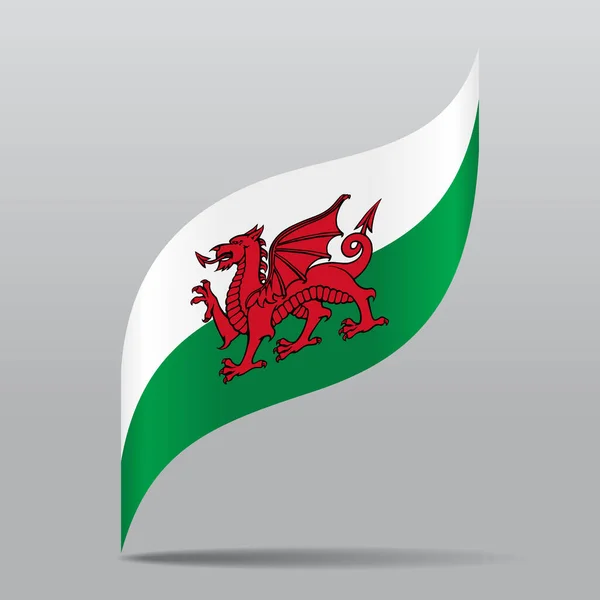 Wellenförmige Abstrakte Hintergrundgestaltung Der Walisischen Flagge Vektorillustration — Stockvektor