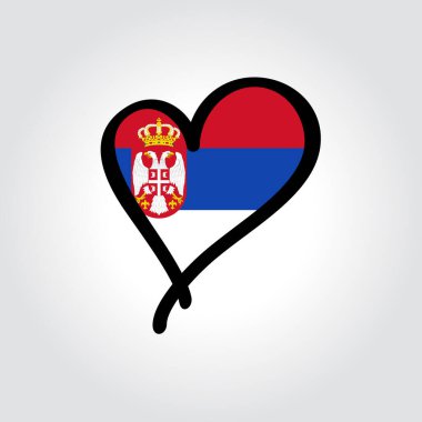 Serbian flag heart-shaped hand drawn logo. Vector illustration. clipart