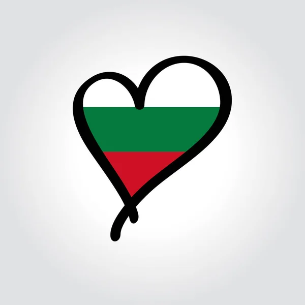 Bandeira búlgara em forma de coração logotipo desenhado à mão. Ilustração vetorial. —  Vetores de Stock