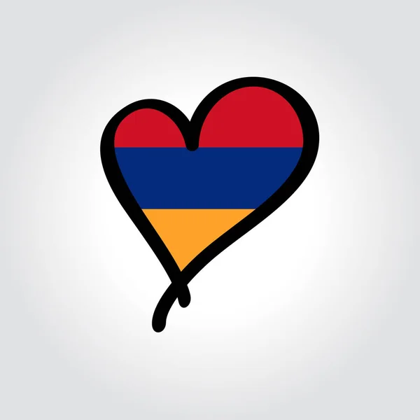 Örmény zászló szív alakú kézzel rajzolt logó. Vektorillusztráció. — Stock Vector