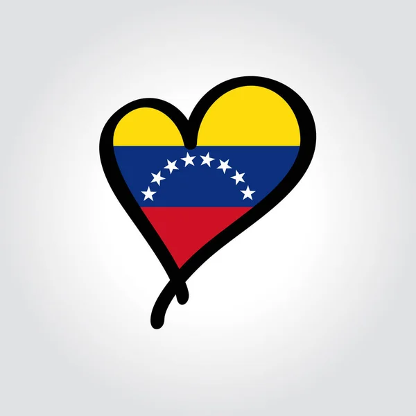 Venezuelan flag heart-shaped hand drawn logo. Vector illustration. — Stock Vector