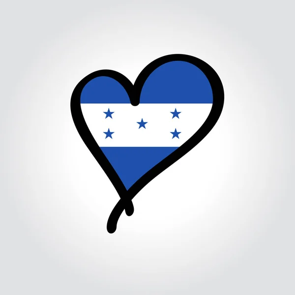 Прапор Гондурасу намальований логотипом руки у формі серця. Приклад вектора. — стоковий вектор