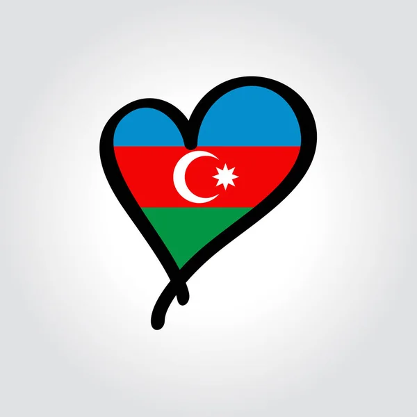 Bandera de Azerbaiyán logotipo dibujado a mano en forma de corazón. Ilustración vectorial. — Vector de stock