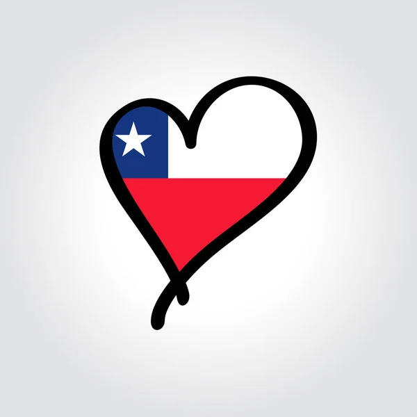 Şili bayrağı şeklinde kalp şeklinde el logosu. Vektör illüstrasyonu. — Stok Vektör