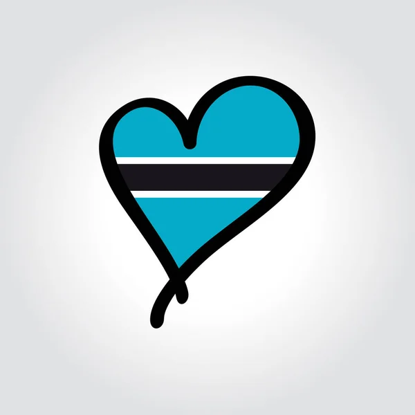 Botswanan flaga w kształcie serca ręcznie rysowane logo. Ilustracja wektora. — Wektor stockowy