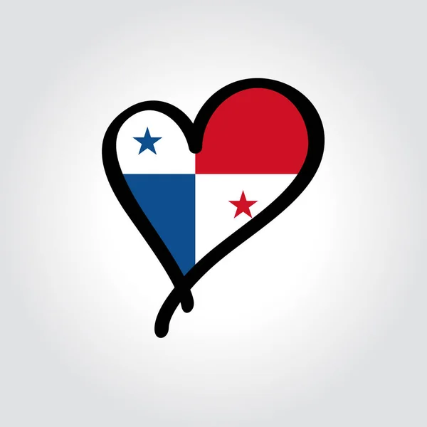 Panamalı bayraklı kalp şeklinde el logosu. Vektör illüstrasyonu. — Stok Vektör