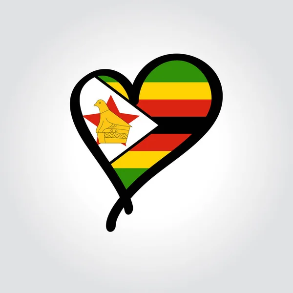짐바브웨의 국기는 하트 모양의 손 모양의 로고이다. 벡터 일러스트. — 스톡 벡터