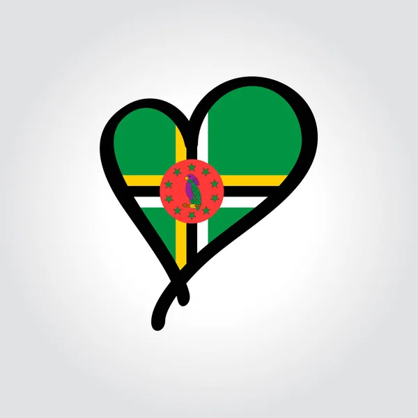 Dominikańska flaga ręcznie rysowane logo w kształcie serca. Ilustracja wektora. — Wektor stockowy
