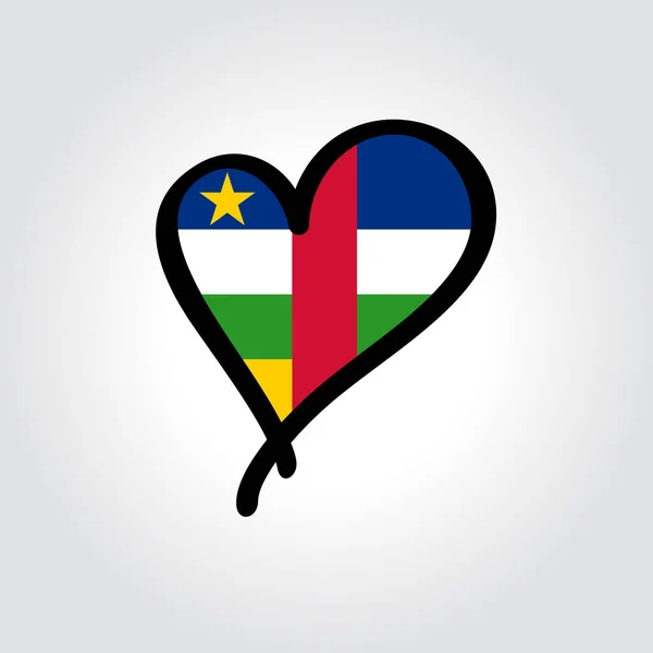 Bandera de República Centroafricana logo dibujado a mano en forma de corazón. Ilustración vectorial. — Vector de stock