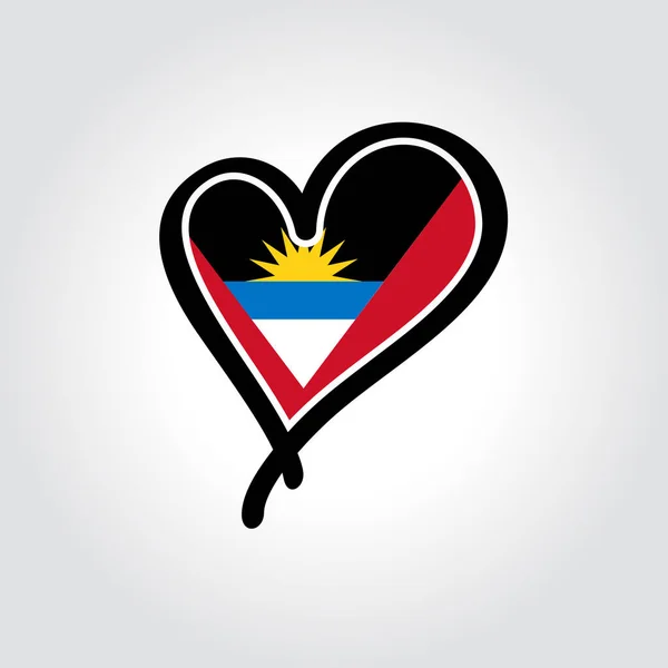 안티 구아 (Antigua) 와 바르부다 (Barbuda) 는 하트 모양의 손 모양의 로고를 만들었다. 벡터 일러스트. — 스톡 벡터