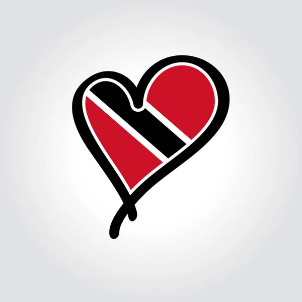 Trinidad e Tobago bandeira em forma de coração logotipo desenhado à mão. Ilustração vetorial. —  Vetores de Stock